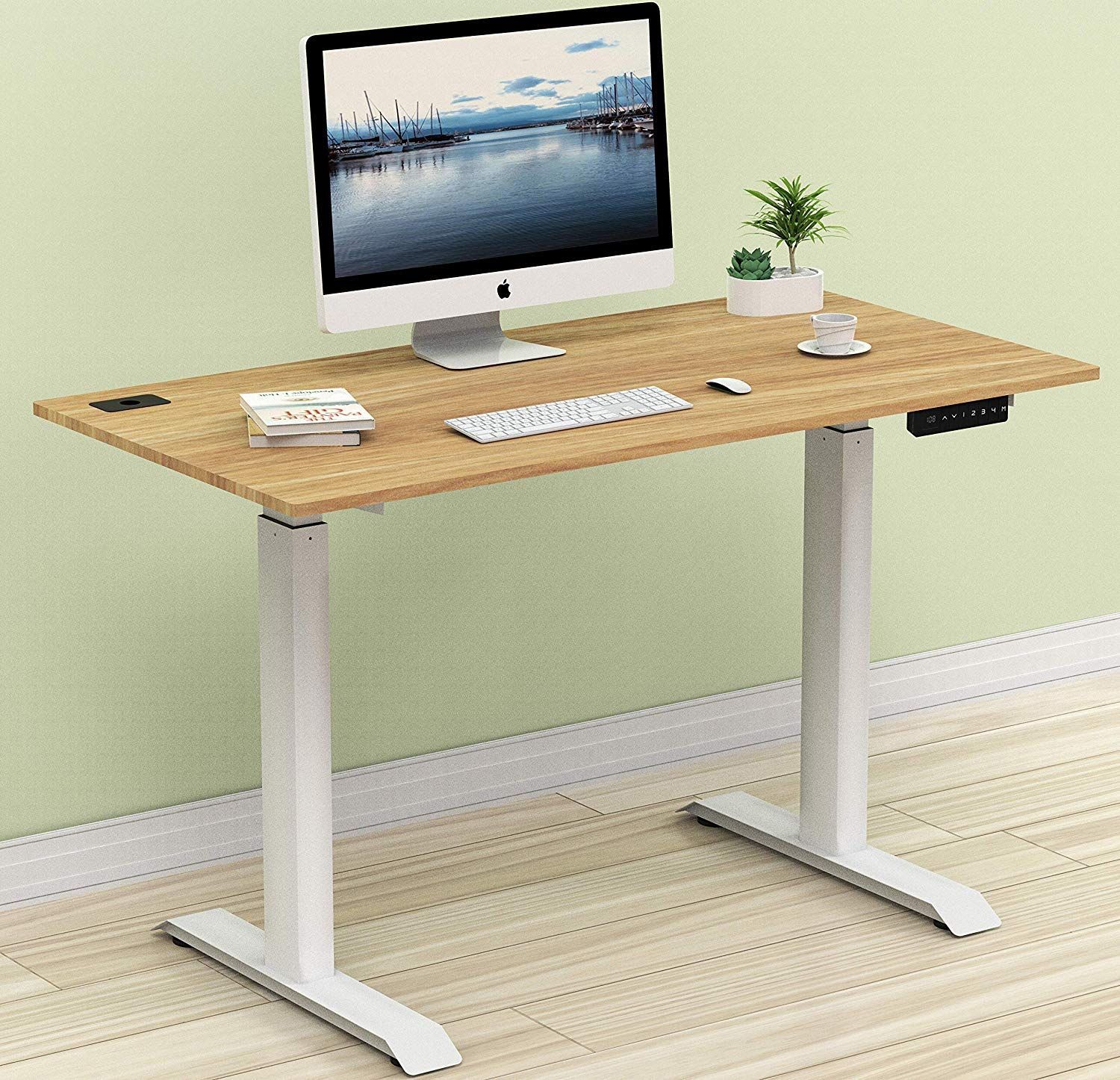 Amazon: Shw Electric Height Adjustable Computer Desk, 48 X 24 For White Adjustable Laptop Desks (View 1 of 15)
