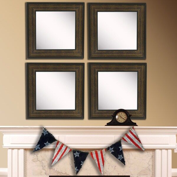 American Made Rayne Bronze And Black Square Wall Mirror Set – Bronze Throughout Black Square Wall Mirrors (View 10 of 15)