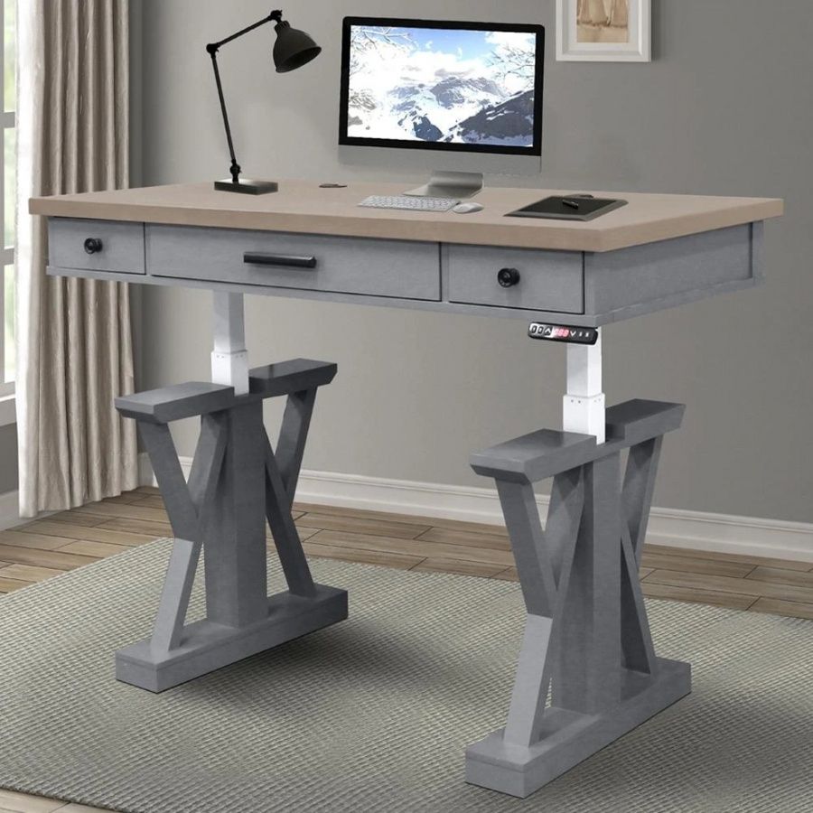 Americana Modern Power Lift Desk | Old Cannery Furniture For Adjustable Electric Lift Desks (View 7 of 15)