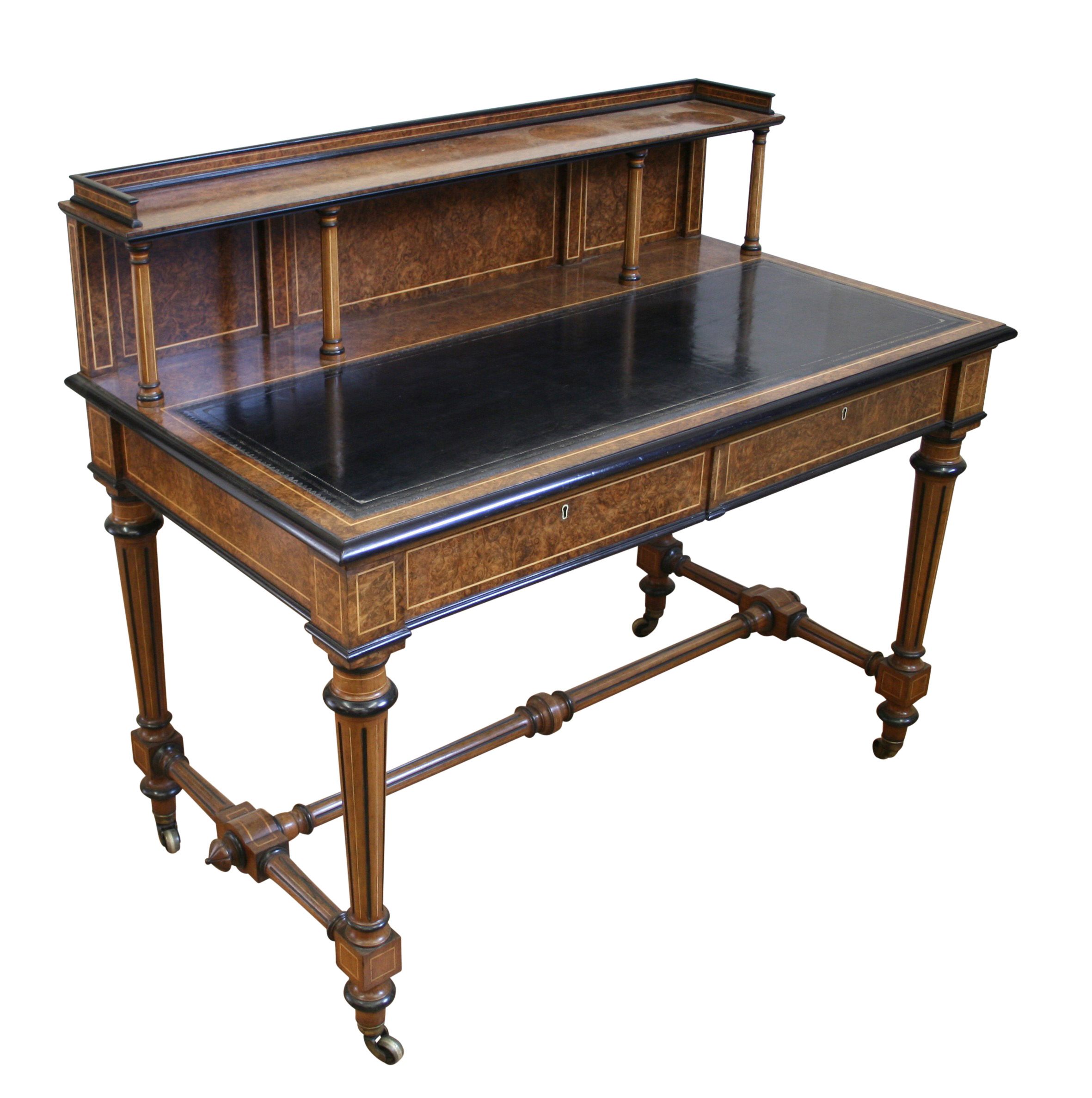 An Antique Victorian Burr Walnut Writing Desk  Williams Antiques With Glass And Walnut Modern Writing Desks (View 4 of 15)