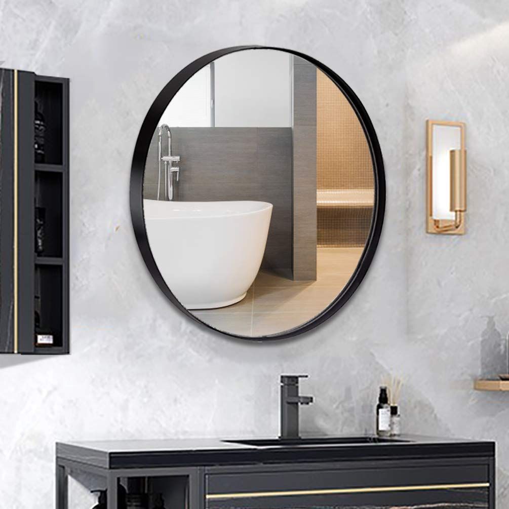 Andy Star Round Wall Mirror, 30 Inch Black Circle Mirror For Bathroom In Vertical Round Wall Mirrors (View 5 of 15)