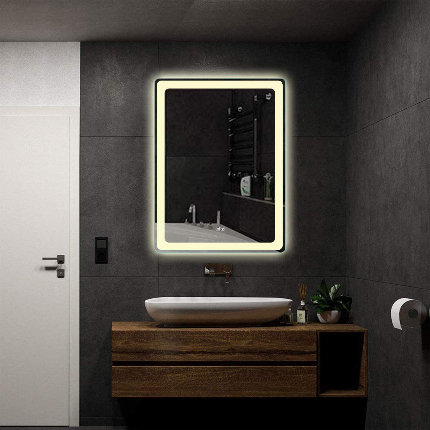 Anti Fog Wall Mounted Led Mirrors Horizontal/vertical Lighted Bathroom Inside Back Lit Freestanding Led Floor Mirrors (Photo 2 of 15)