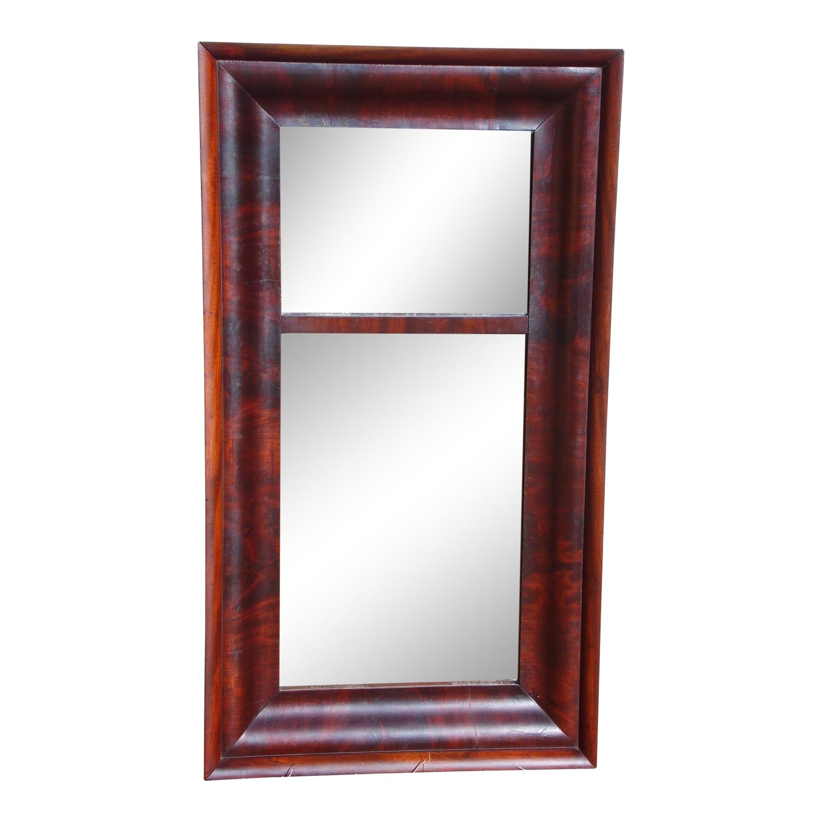 Antique 19th C. American Empire Flame Mahogany Framed Ogee Wall Mirror Throughout Dark Mahogany Wall Mirrors (Photo 14 of 15)
