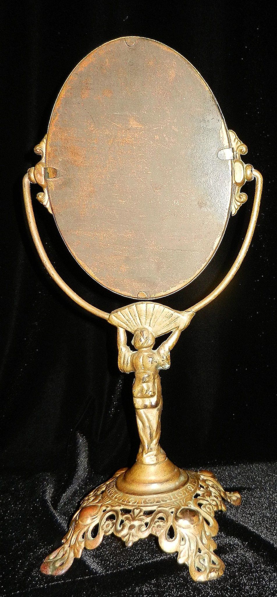 Antique Cast Iron Vanity Mirror With Geisha Girl Base : My Grandmother Within Antique Iron Standing Mirrors (View 9 of 15)