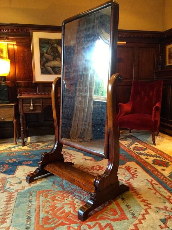 Antique Cheval Mirror Mahogany Victorian 19th Century Empire Style At For Mahogany Full Length Mirrors (View 14 of 15)