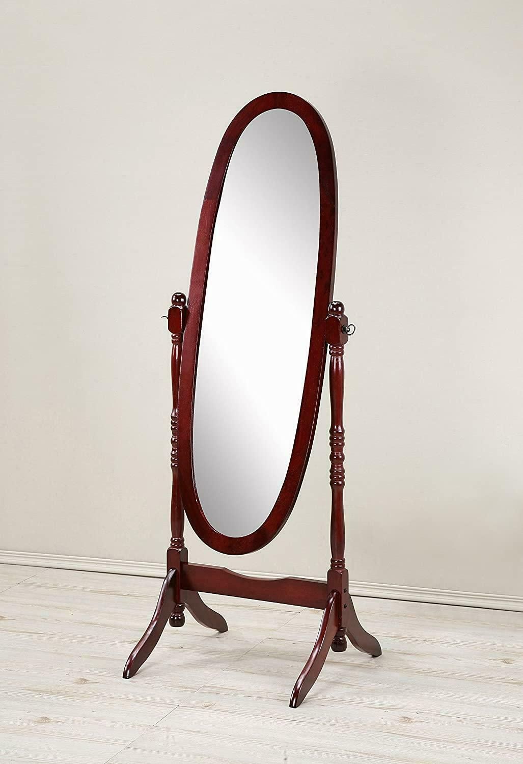 Antique Floor Mirror Wood Bedroom Dressing Full Length Cheval Free Within Antique Brass Standing Mirrors (Photo 9 of 15)