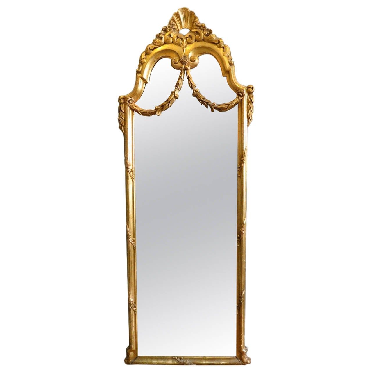 Antique French Gold Gilt Floor Standing Mirror At 1stdibs Regarding Antique Brass Standing Mirrors (View 14 of 15)