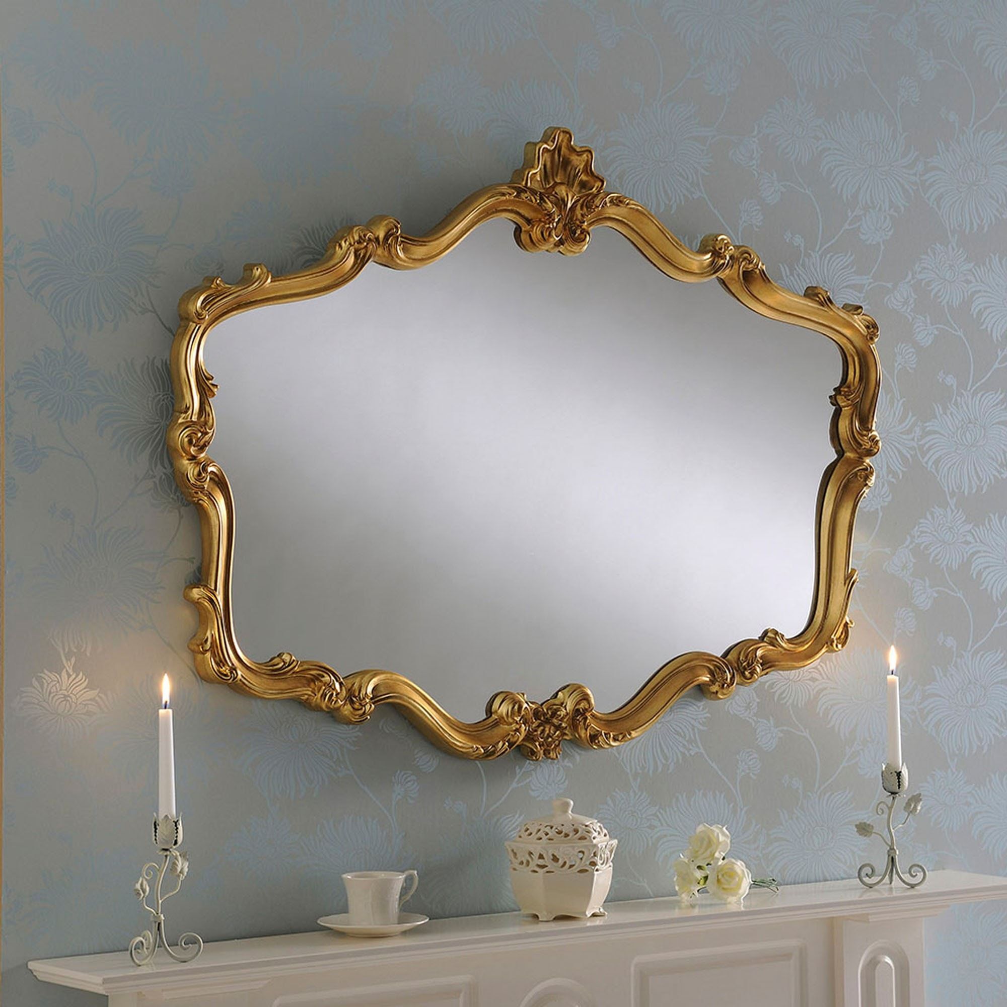 Antique French Style Gold Decorative Mirror | Gold Decorative Mirror For Tellier Accent Wall Mirrors (View 2 of 15)