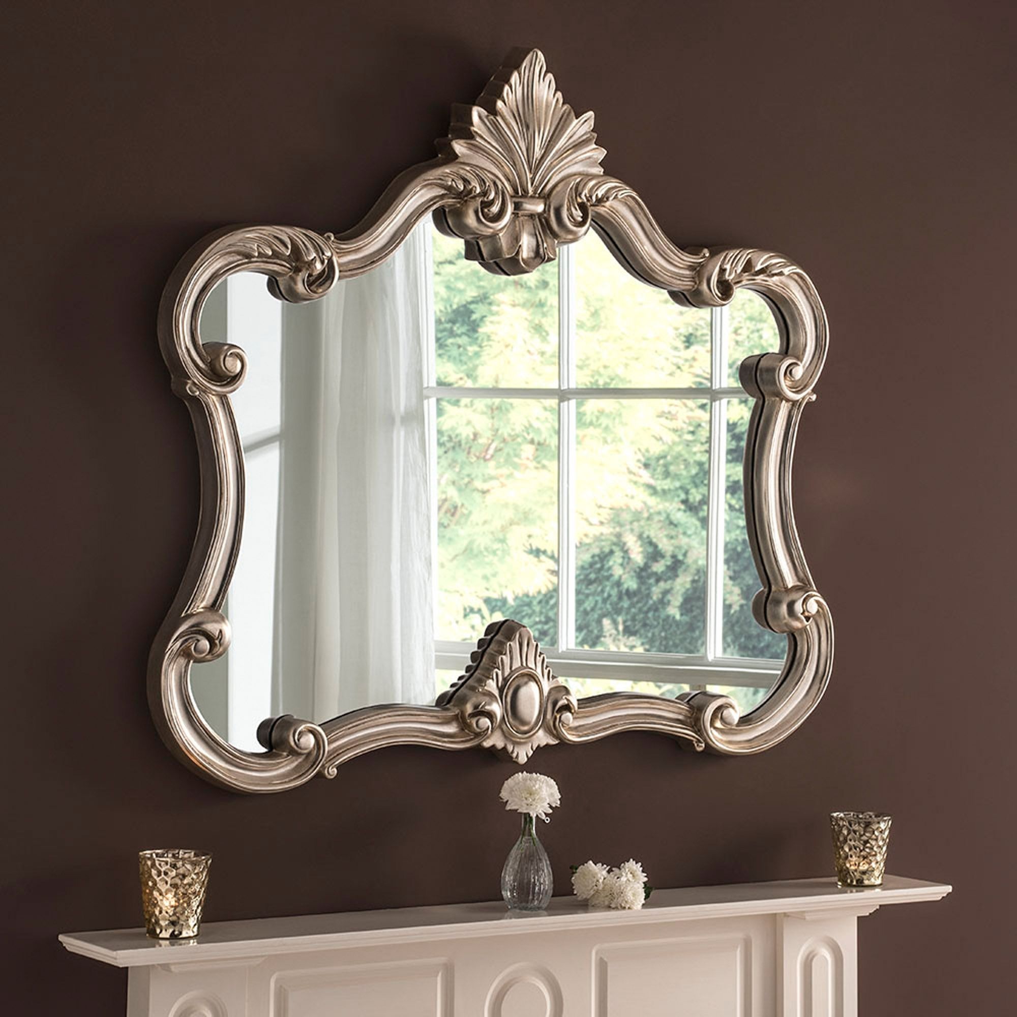 Antique French Style Silver Decorative Mirror With Booth Reclaimed Wall Mirrors Accent (View 2 of 15)