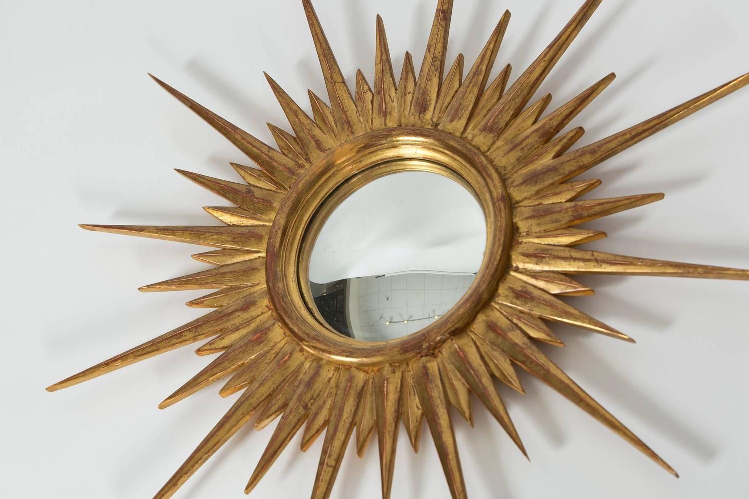 Antique Gold Leaf Sunburst Mirror At 1stdibs With Ring Shield Gold Leaf Wall Mirrors (View 6 of 15)