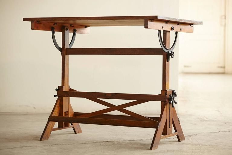 Antique Industrial American Oak Drafting Table At 1stdibs Pertaining To Weathered Oak Tilt Top Drafting Tables (View 12 of 15)
