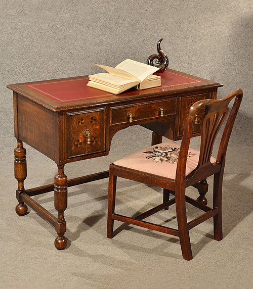 Antique Oak Desk Leather Quality Library Writing – Antiques Atlas Inside Reclaimed Oak Leaning Writing Desks (View 8 of 15)