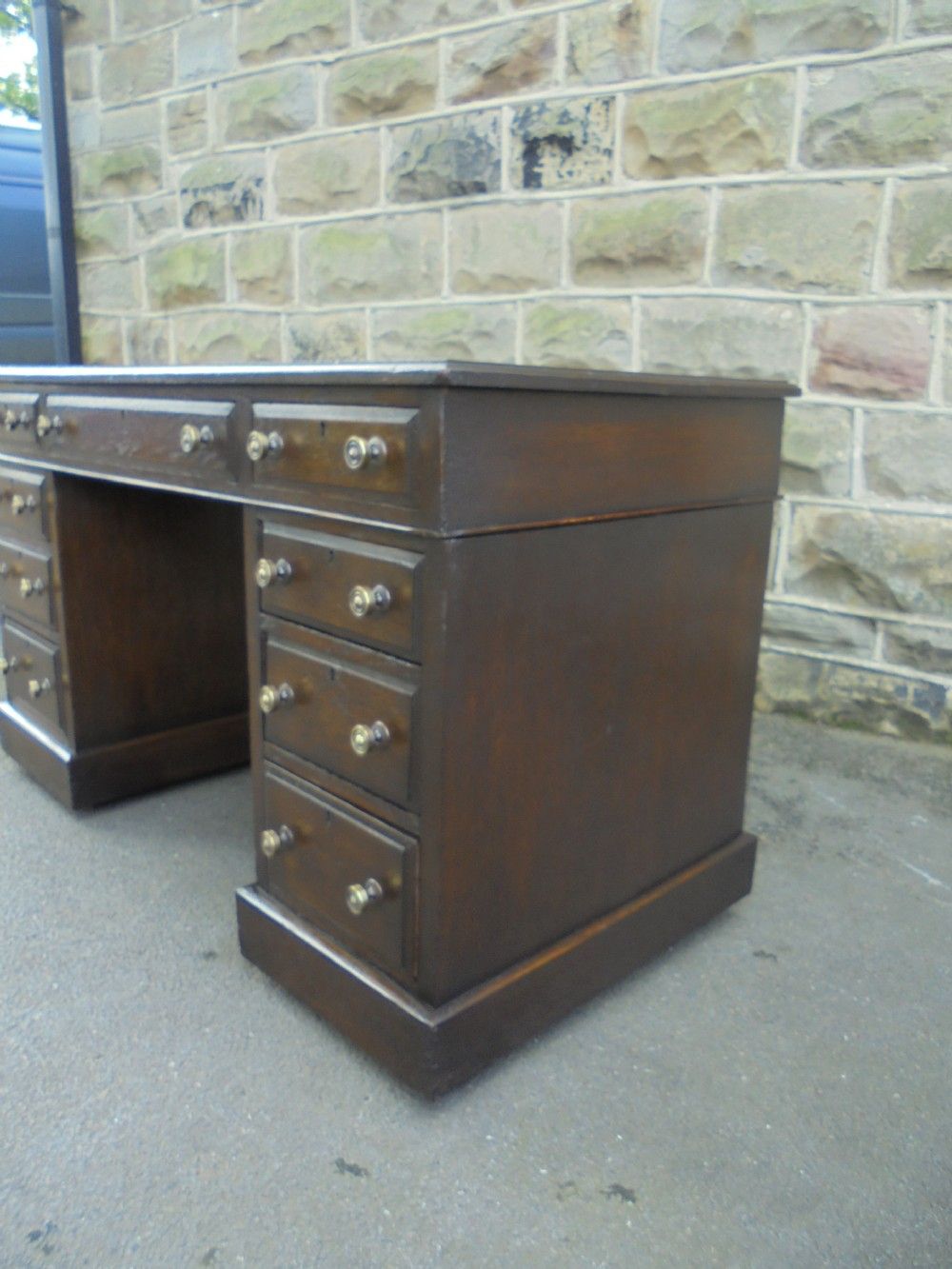 Antique Oak Pedestal Writing Desk | 629770 | Sellingantiques.co (View 7 of 15)