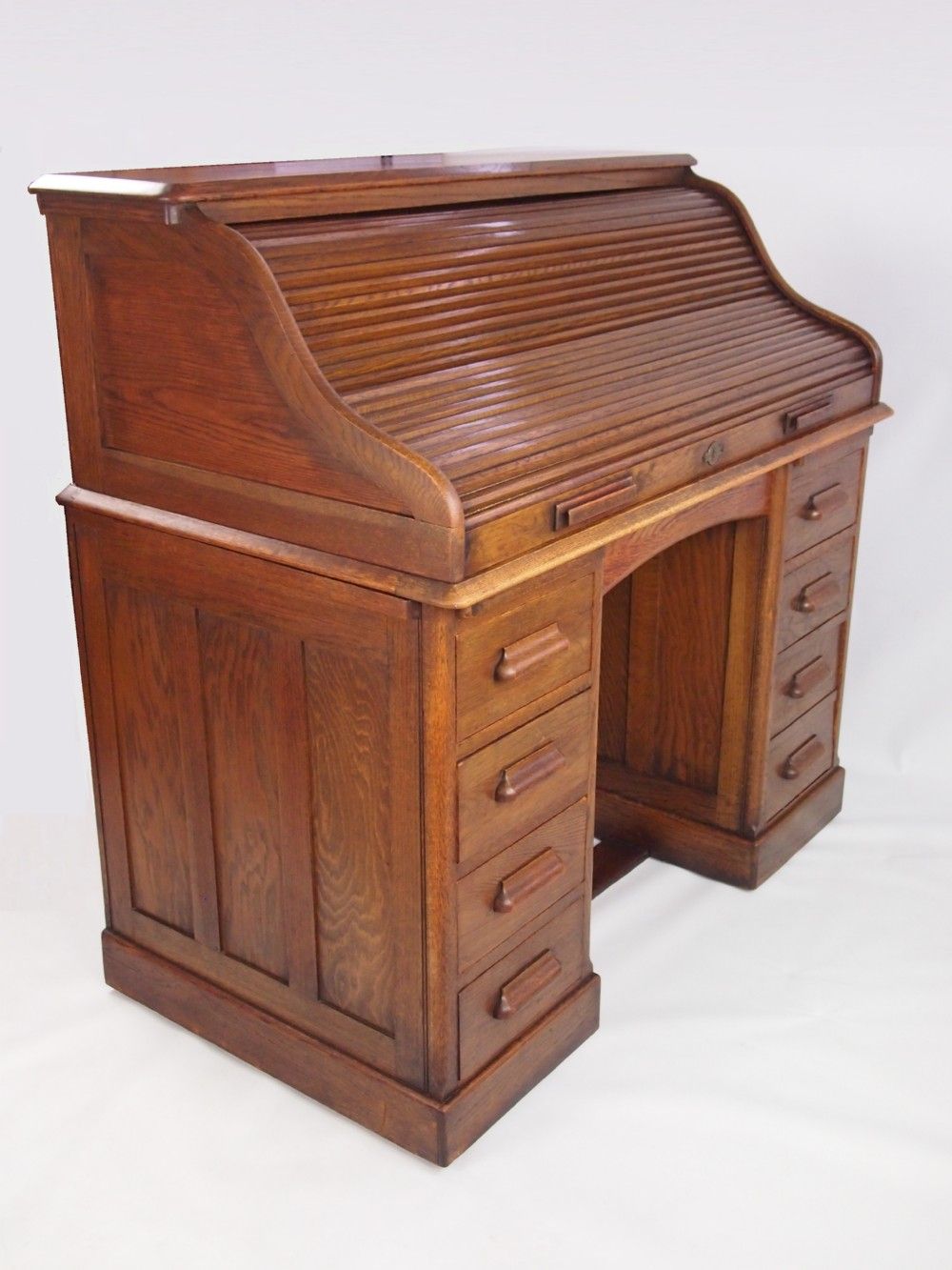 Antique Oak Roll Top Desk / Writing Bureau | 267705 | Sellingantiques.co (View 5 of 15)