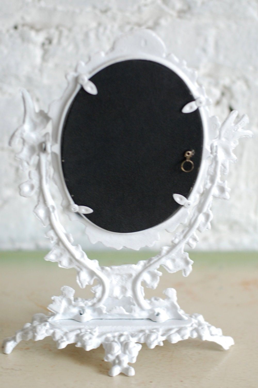 Antique Ornate Metal Pedestal Mirror / Stand Alone Frame Intended For Antique Brass Standing Mirrors (Photo 13 of 15)