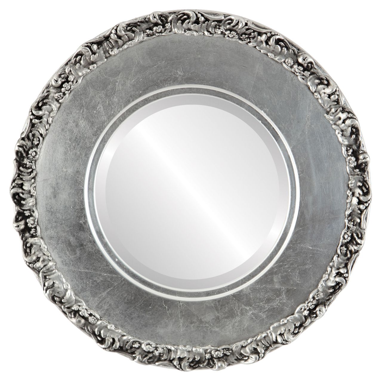 Antique Silver Round Mirrors From $153 | Free Shipping Intended For Silver Leaf Round Wall Mirrors (View 4 of 15)