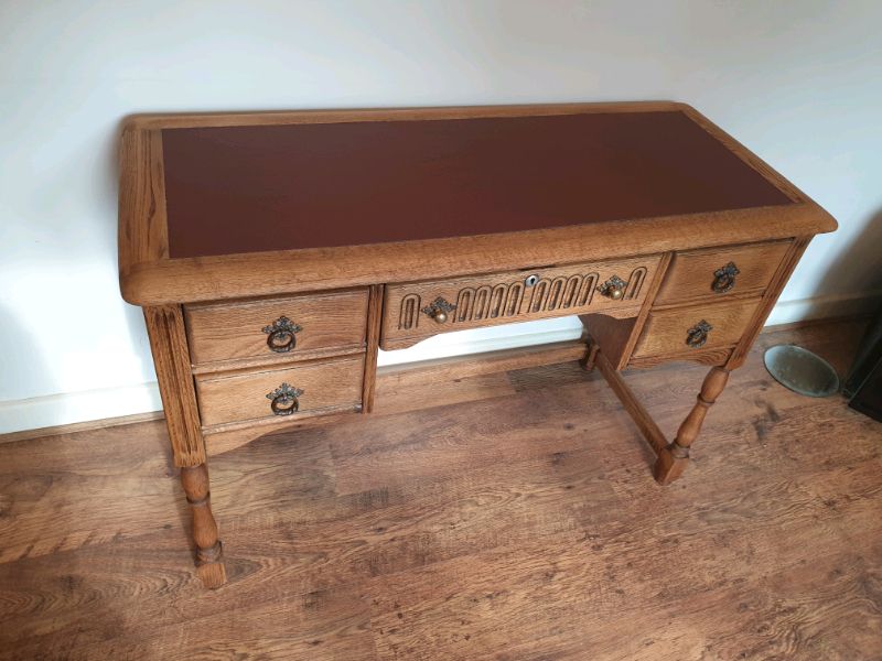 Antique Solid Oak Georgian Writing Desk | In Rainham, London | Gumtree Inside Weathered Oak Wood Writing Desks (View 4 of 15)
