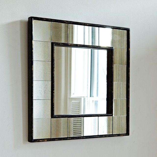 Antique Tiled Square Wall Mirror – Modern – Tile  West Elm Within White Square Wall Mirrors (View 10 of 15)