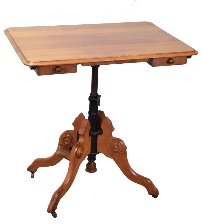 Antique Victorian Cherry Folding Tilt Top Drafting Table Circa Late Throughout Weathered Oak Tilt Top Drafting Tables (View 3 of 15)