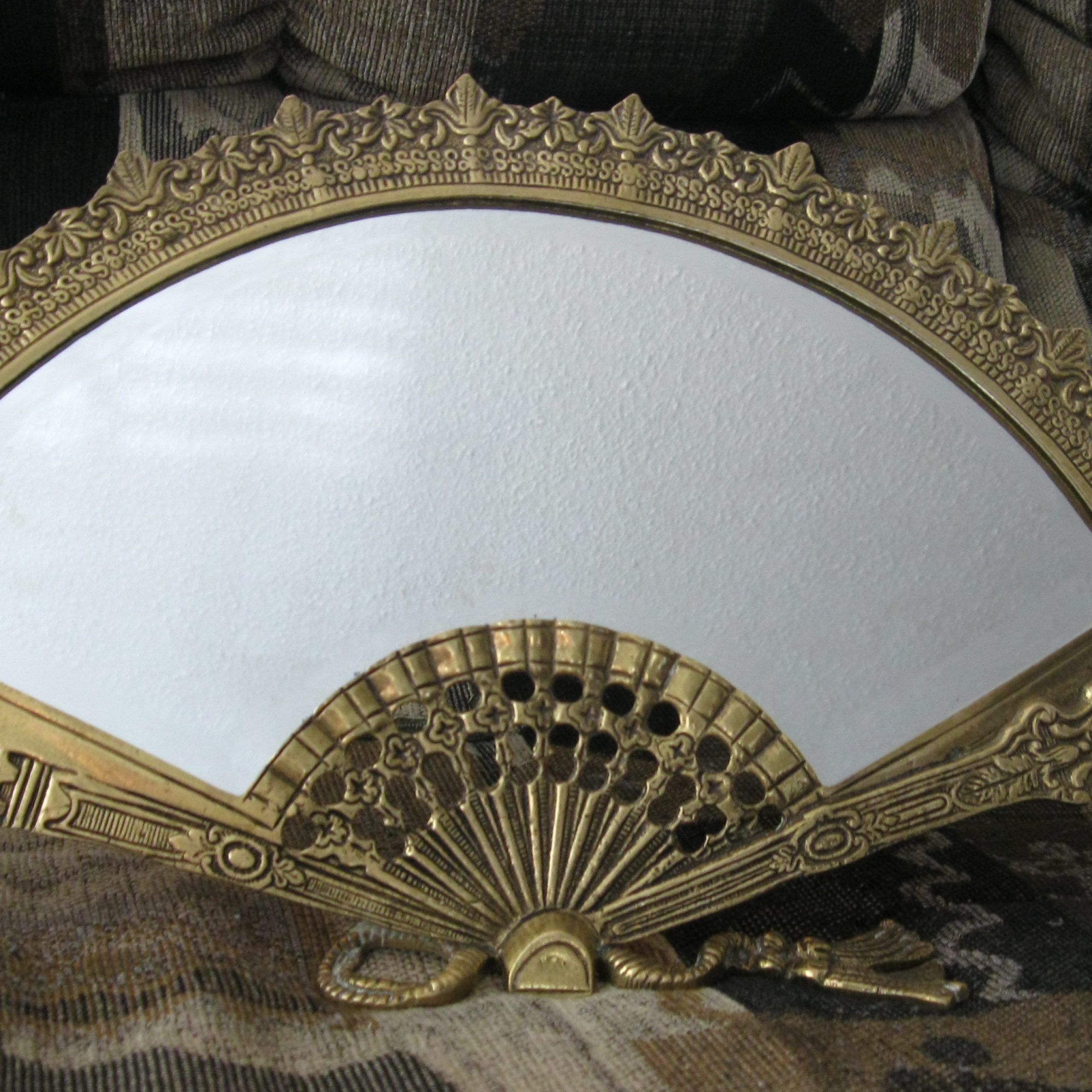 Antique Victorian Solid Brass Fan Mirror Antique Appraisal | Instappraisal With Antique Brass Standing Mirrors (View 3 of 15)