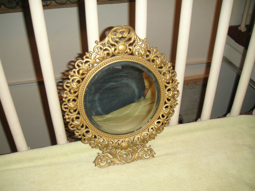 Antique Victorian Style Beveled Glass Wall Mirror Gilded Brass Frame Inside Antique Brass Wall Mirrors (View 15 of 15)
