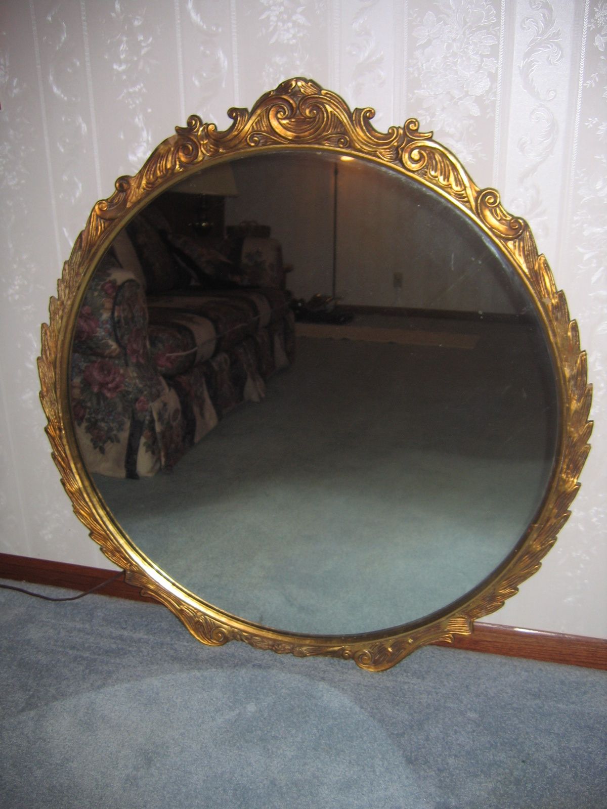 Antique Vintage Gold Gilt 41 1/2in. Big Round Gesso Wall – Mantle For Antique Iron Round Wall Mirrors (Photo 7 of 15)