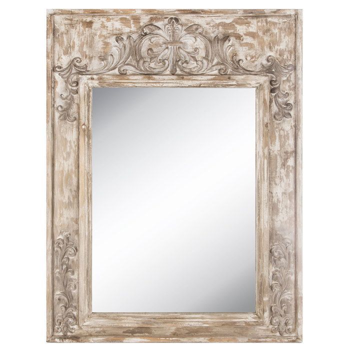 Antique White Scroll Wood Wall Mirror | Wood Wall Mirror, Mirror Wall Intended For White Wood Wall Mirrors (View 11 of 15)