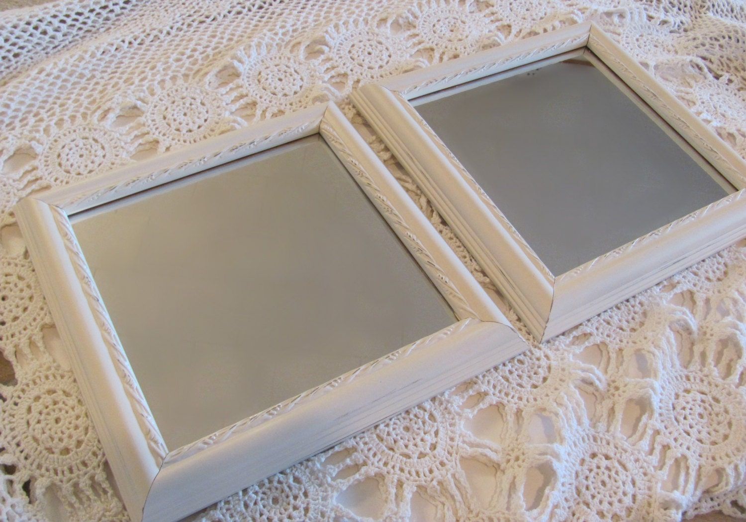 Antique White Wall Mirrors Square Mirrors Cream Framed Pair Regarding White Square Wall Mirrors (View 6 of 15)