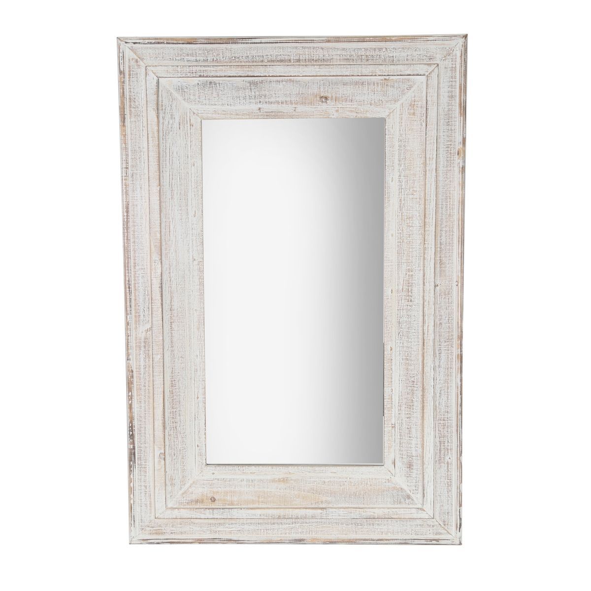 Antique White Wood Frame Wall Mirror | #sagebrookhome Www (View 3 of 15)