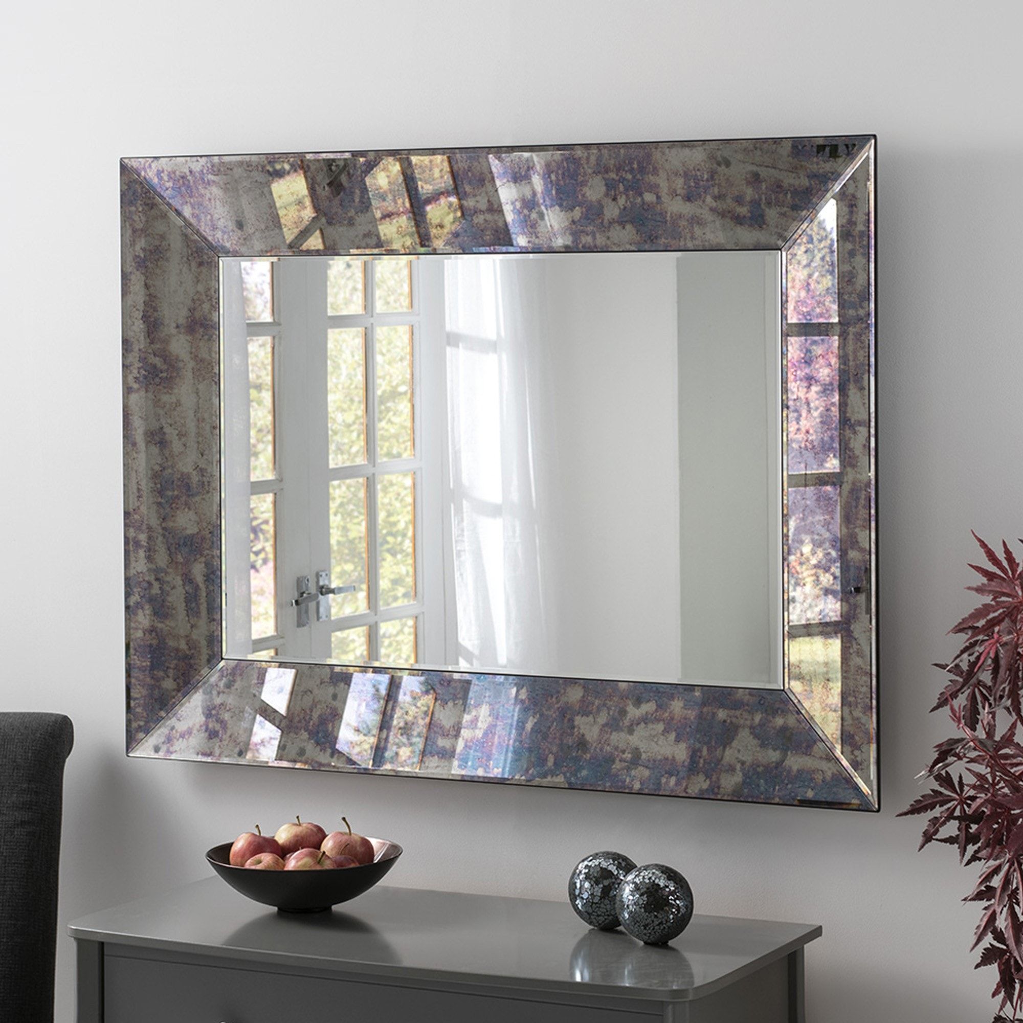Antiqued Blue Tinted Mirror | Mirror | Wall Mirror | Venetian Mirror Within Glossy Blue Wall Mirrors (View 3 of 15)