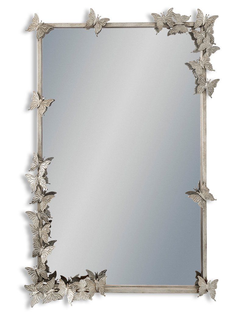 Antiqued Silver Butterfly Rectangular Wall Mirror 78 X 49 Cm | Framed Regarding Glen View Beaded Oval Traditional Accent Mirrors (Photo 9 of 15)