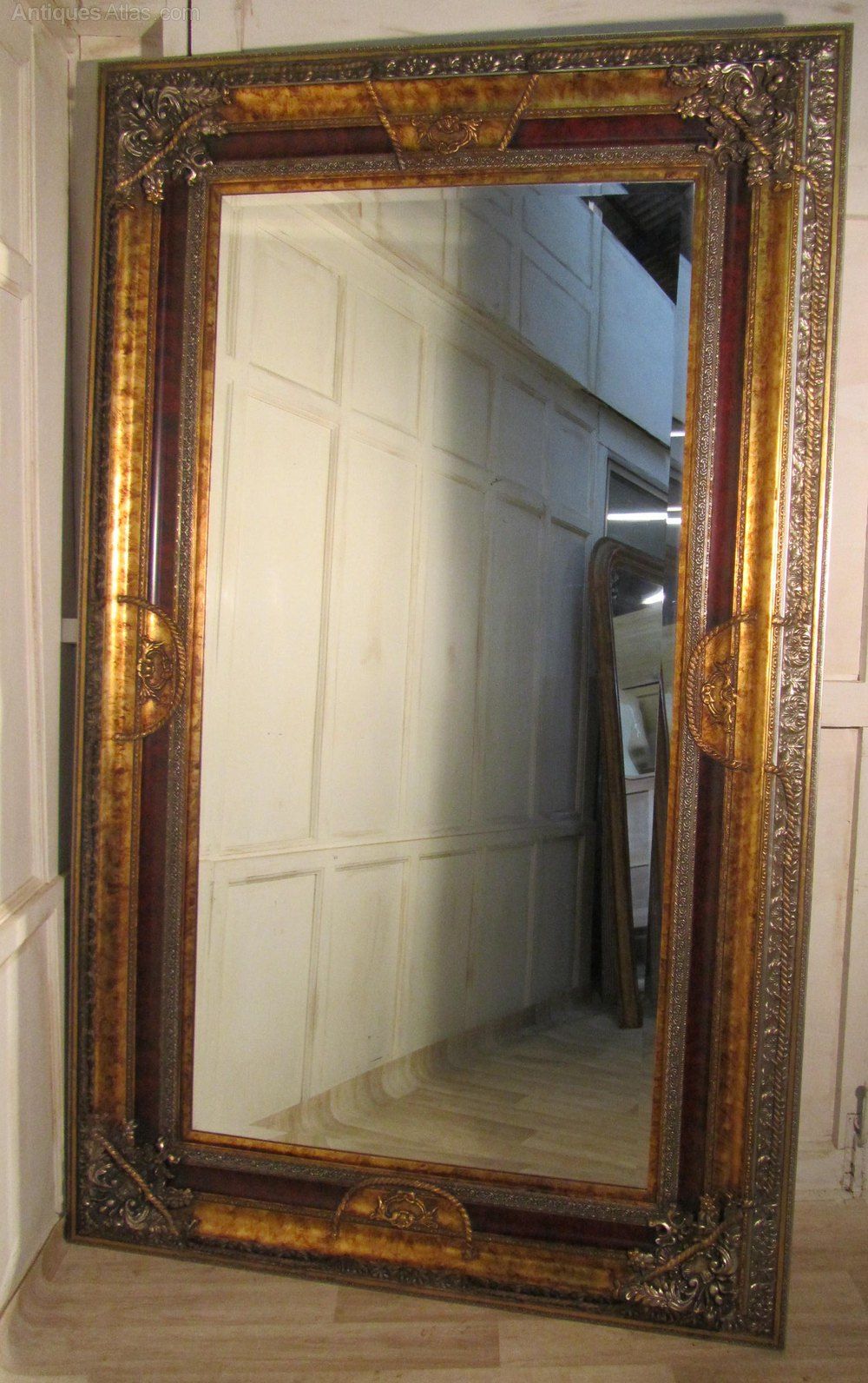 Antiques Atlas – A Very Large 8ft Decorative Wall Mirror Within Antiqued Glass Wall Mirrors (Photo 15 of 15)