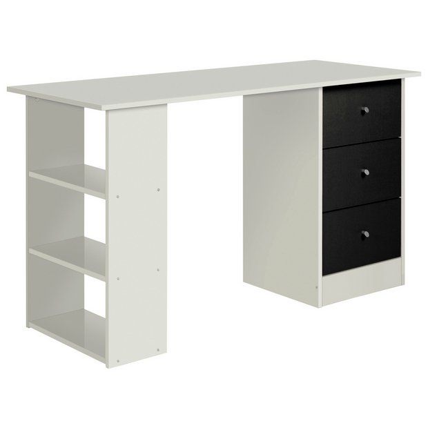Argos Home Malibu 3 Drawer Desk – Black And White £49.49 @ Argos – Kashy (View 11 of 15)