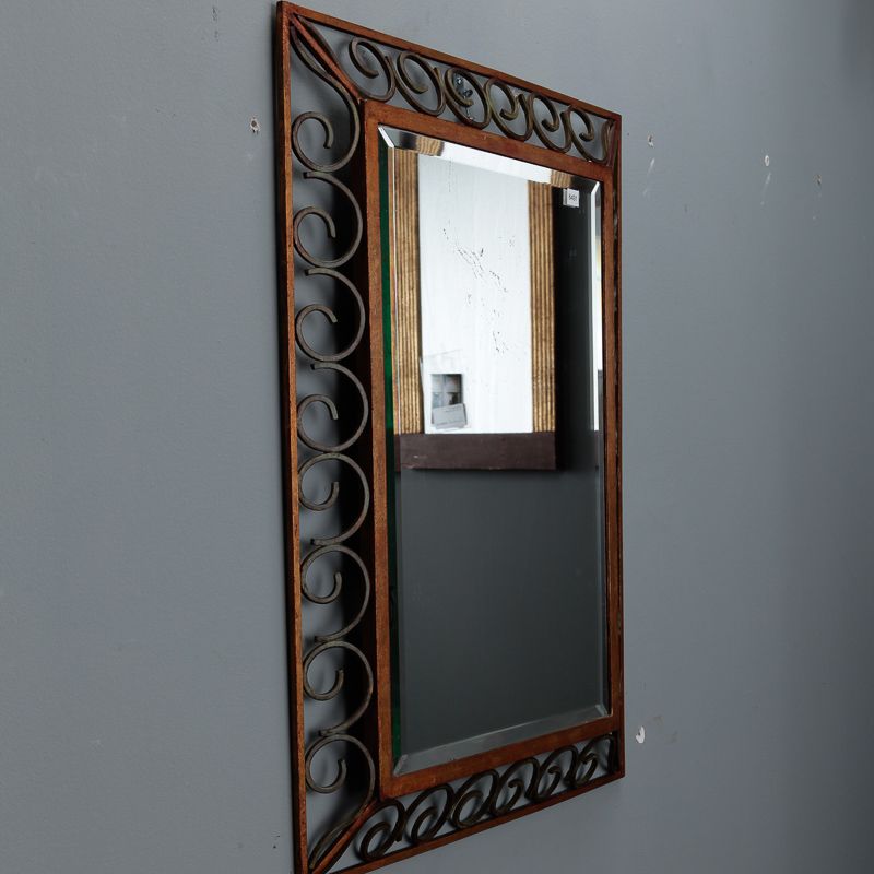Art Deco Gilt Iron Framed Rectangular Mirror – Item:6491 In Natural Iron Rectangular Wall Mirrors (View 7 of 15)