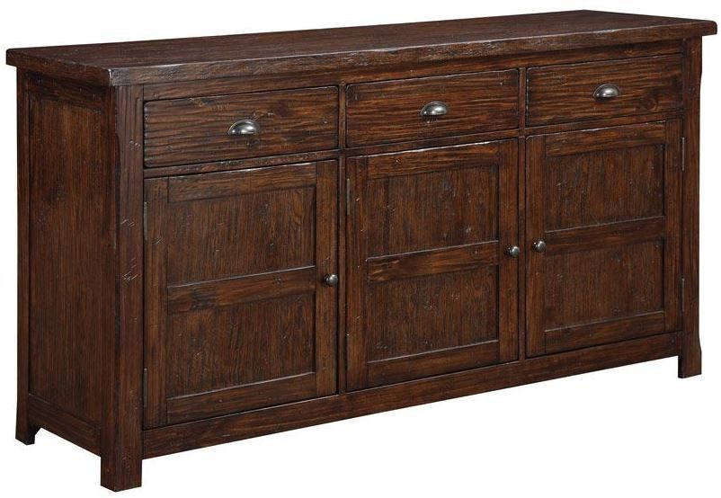 Ashland Distressed Brown Buffet From Emerald Home | Coleman Furniture Throughout Distressed Brown Wood 2 Tier Desks (View 2 of 15)
