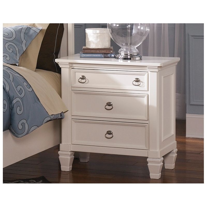 Ashley Furniture Prentice Contemporary 3 Drawer Wood Nightstand In In Matte White 3 Drawer Wood Desks (View 4 of 15)