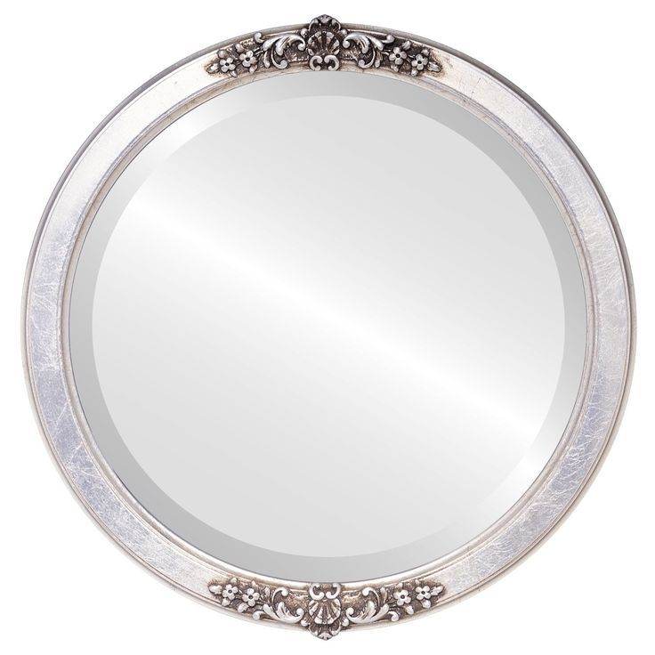 Athena Framed Round Mirror In Silver Leaf With Brown Antique – Silver Throughout Silver Leaf Round Wall Mirrors (View 1 of 15)