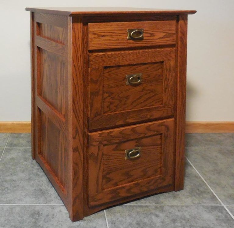 Authentic Mission Style Solid Oak 3 Drawer Filing Cabinet – The Oak For Burnished Oak 3 Drawer Desks (Photo 10 of 15)