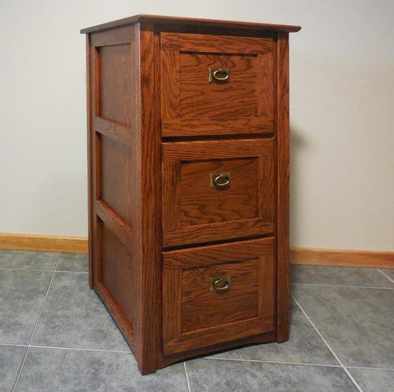 Authentic Mission Style Solid Oak 3 Drawer Filing Cabinet – The Oak Regarding Burnished Oak 3 Drawer Desks (View 4 of 15)