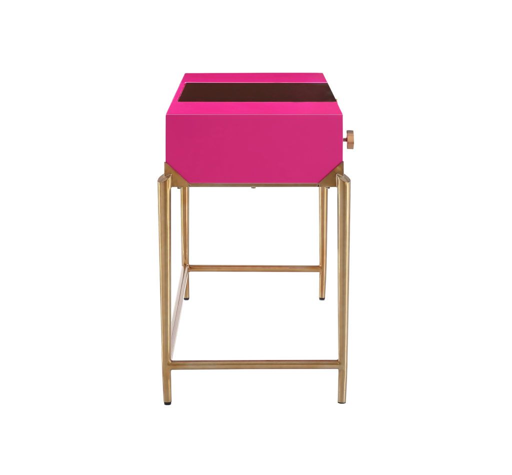 Bajo Pink Lacquer Desk – Tov Furniture With Pink Lacquer 2 Drawer Desks (View 15 of 15)