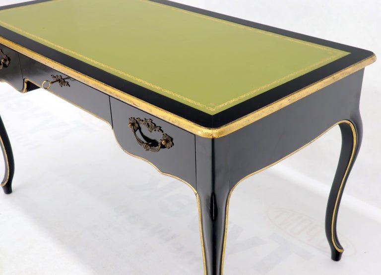 Baker Country French Black Lacquer Gold Trim Leather Desk Console For Lacquer And Gold Writing Desks (View 7 of 15)