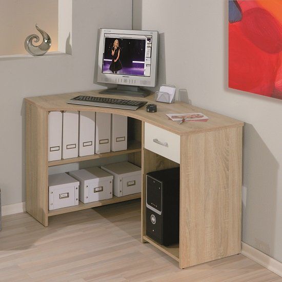 Banbridge Corner Computer Desk In Sonoma Oak With 1 Drawer | Furniture With Sonoma Oak Writing Desks (Photo 1 of 15)