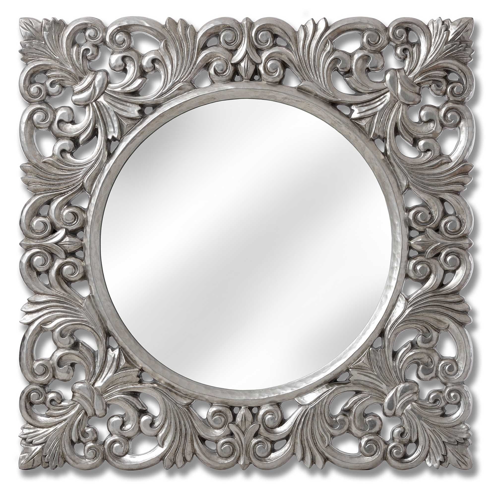 Baroque Antique French Style Silver Wall Mirror | Homesdirect365 Pertaining To Antiqued Glass Wall Mirrors (View 8 of 15)