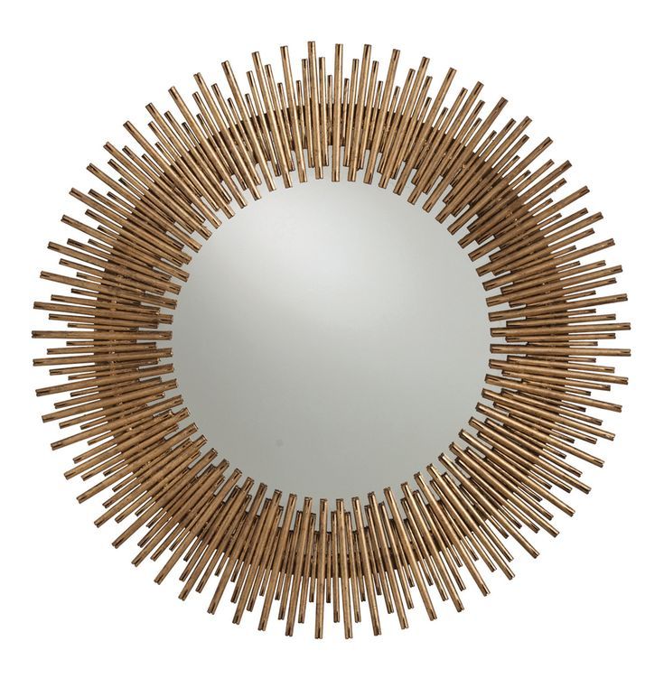 Bassett Antiqued Gold Leaf Sunburst Round Iron Mirror | Antique Mirror Regarding Carstens Sunburst Leaves Wall Mirrors (Photo 8 of 15)