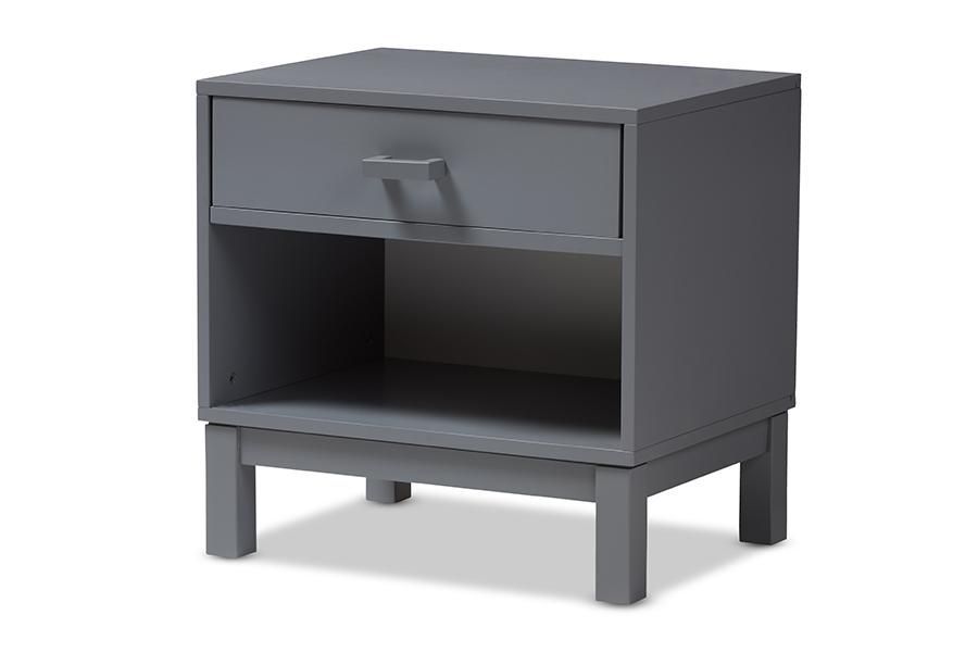 Baxton Studio Deirdre Modern And Contemporary Grey Wood 1 Drawer Intended For Smoke Gray Wood 1 Drawer Desks (View 9 of 15)