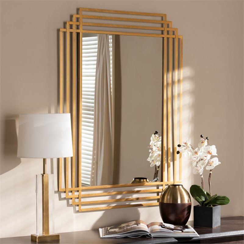 Baxton Studio Kalinda Decorative Wall Mirror In Gold – 150 21003 8871 Cymx Intended For Wall Mirrors (Photo 8 of 15)