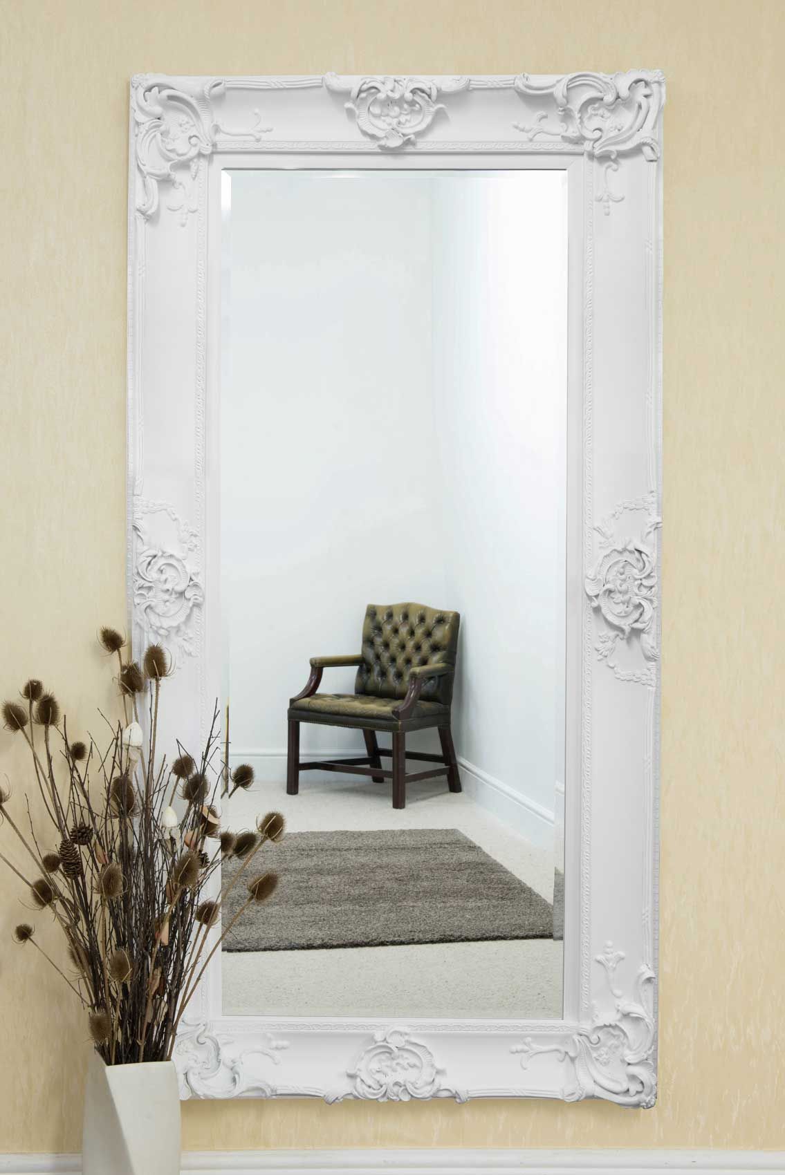 Beautiful Large White Decorative Ornate Wall Mirror 6ft X 3ft 183 X For White Wall Mirrors (View 6 of 15)