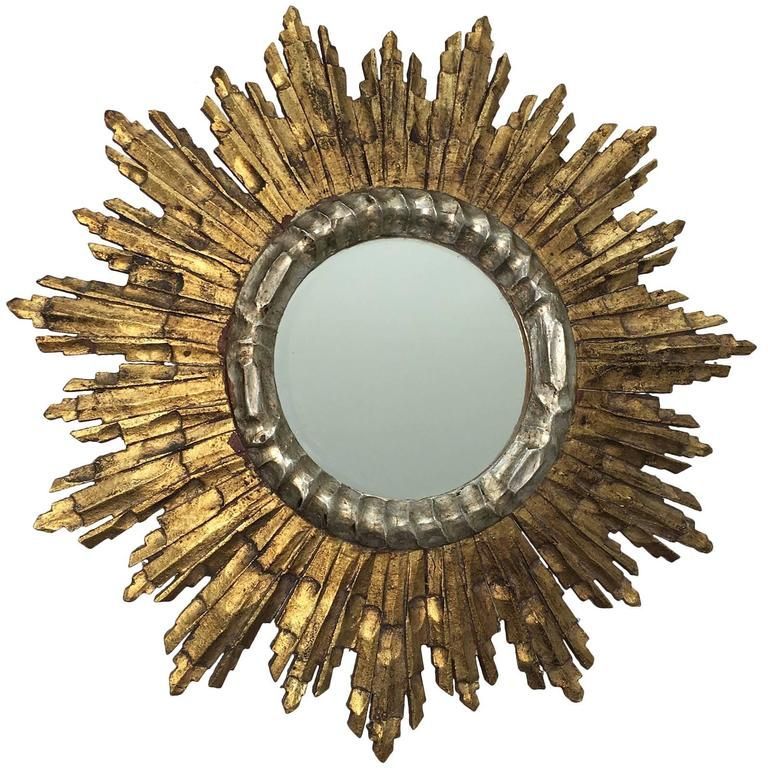 Beautiful Sunburst Gilded Wood Mirror Vintage, France | Sunburst Mirror Inside Perillo Burst Wood Accent Mirrors (Photo 9 of 15)