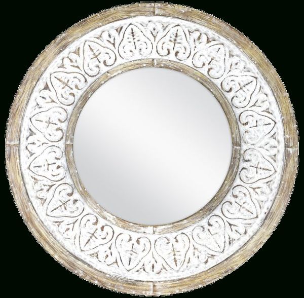 Bee & Willow™ Home Distressed 26 Inch Round Wall Mirror In Rustic White Intended For Stitch White Round Wall Mirrors (View 4 of 15)