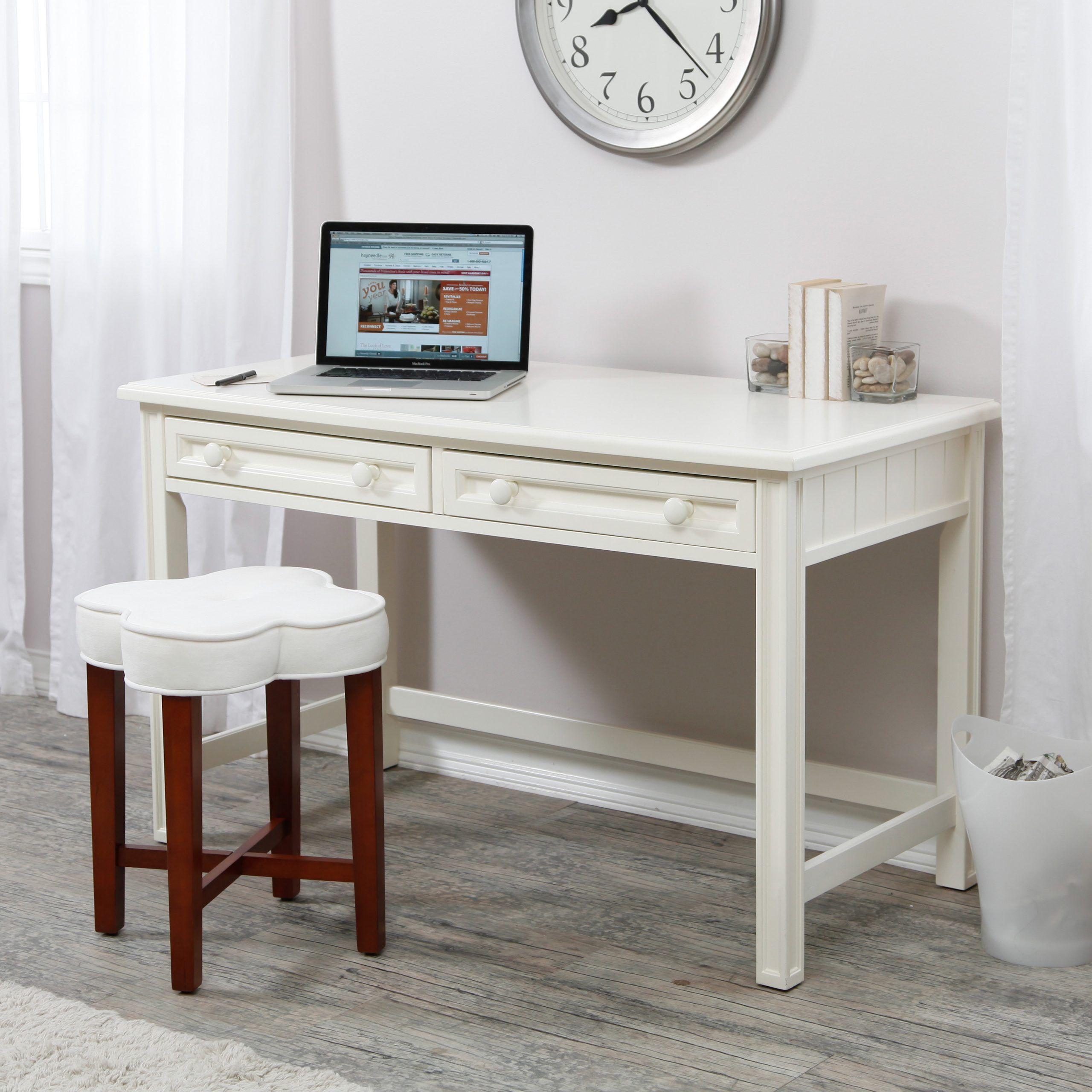 Belham Living Casey Writing Desk – White – Desks At Hayneedle With Regard To White Wood Modern Writing Desks (View 1 of 15)